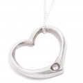 Open Heart Tin and Diamond Pendant